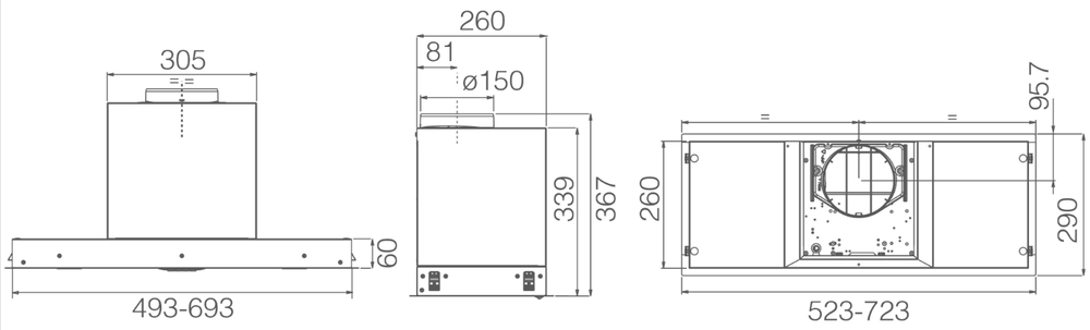 ELICA HIDDEN 2.0 BL MAT/A/52