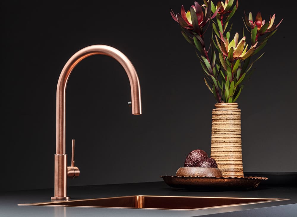 Falmec TREVI ROUND PVD BRUSHED COPPER BRONZE, смеситель, медь