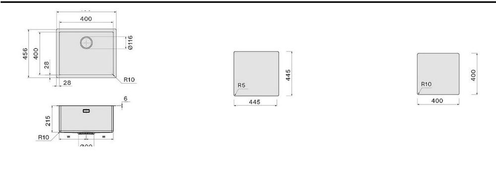 Falmec ISEO 40 CM BLACK, мойка, керамика, черный