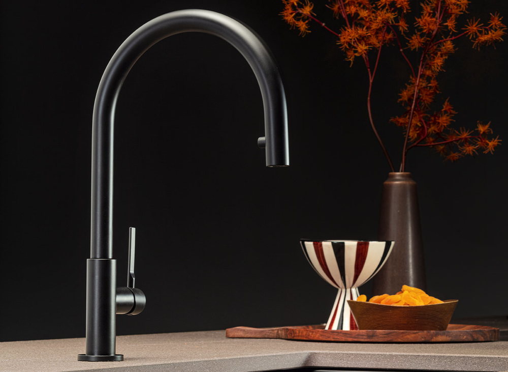 Falmec TREVI ROUND MATT BLACK, смеситель, черный матовый