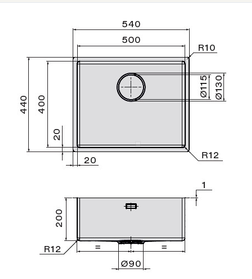 Falmec COMO 50 Steel, мойка, нержавеющая сталь