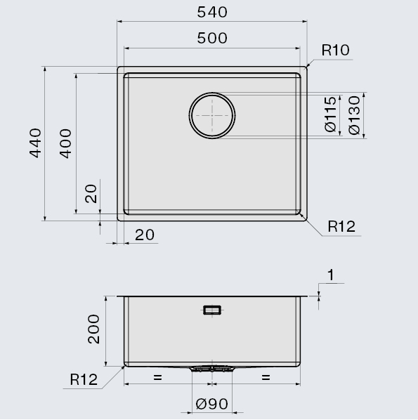Falmec COMO 50 GUN METAL PVD, мойка, нержавеющая сталь, оружейная сталь