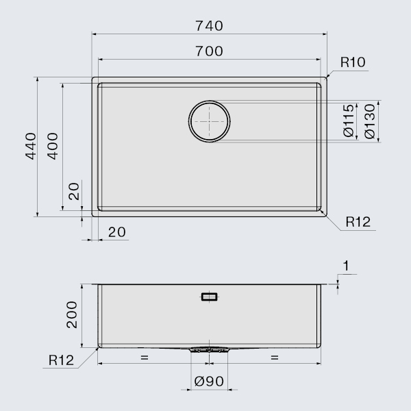 Falmec COMO 70 Steel, мойка, нержавеющая сталь