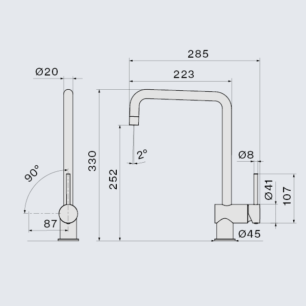 Falmec EASY SQUARE MATT BLACK, смеситель, черный матовый