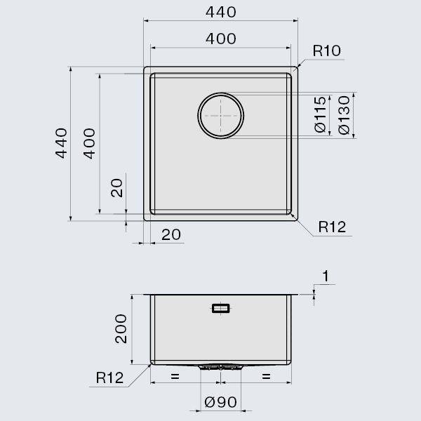 Falmec COMO 40 Steel, мойка, нержавеющая сталь