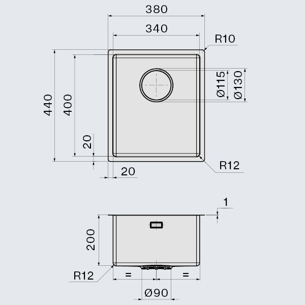 Falmec COMO 34 Steel, мойка, нержавеющая сталь