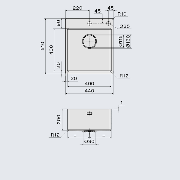 Falmec GARDA 40 Steel, мойка, нержавеющая сталь