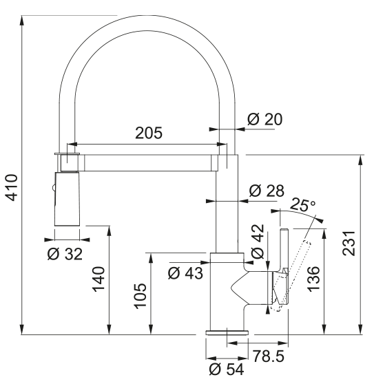 Franke Lina Semi-pro, смеситель, хром/черный