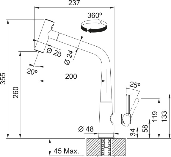 Franke Icon, смеситель, черный матовый