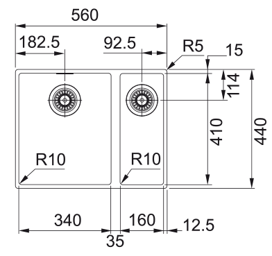 Franke Sirius SID 160, мойка, гранит, оникс
