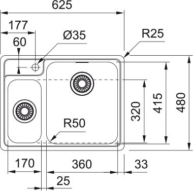 Franke BCX 260 TL, мойка, нержавеющая сталь
