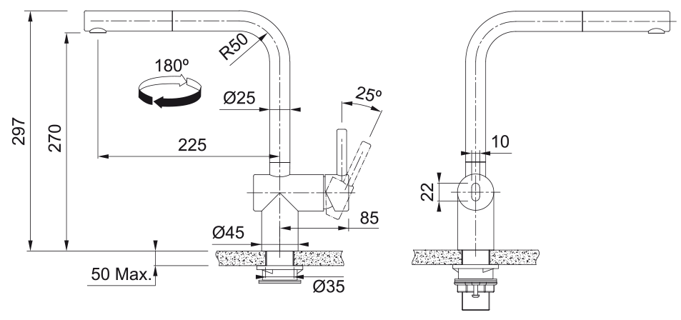 Franke Atlas Neo Sensor, смеситель, нержавеющая сталь