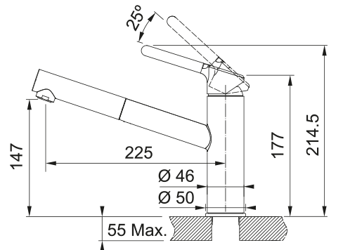 Franke Orbit, смеситель, гранит, хром/оникс