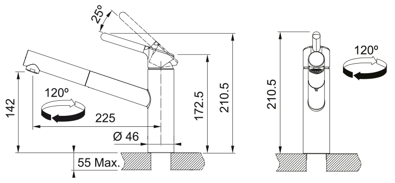 Franke Orbit, смеситель, хром