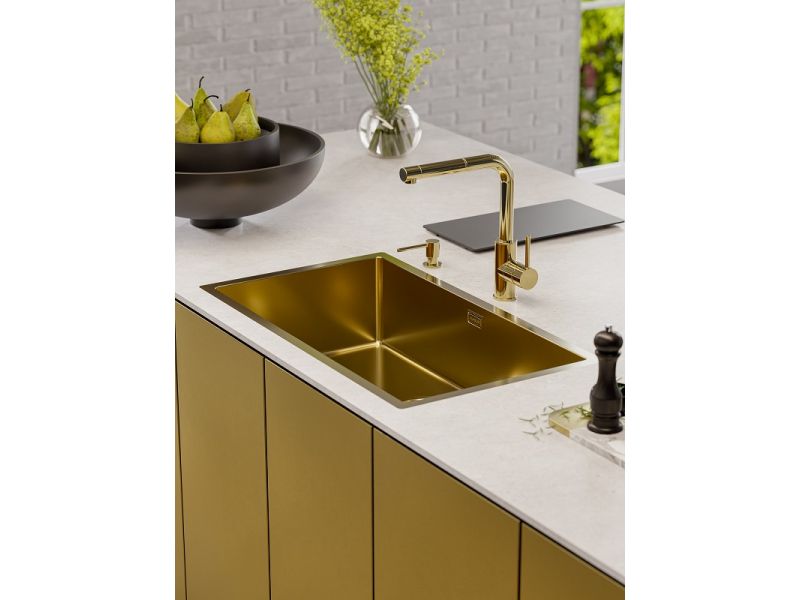 Мойка QUADRIX 60 MONARCH 740x400x200 в компл. с выпуском без сифона (1117478) GOLD