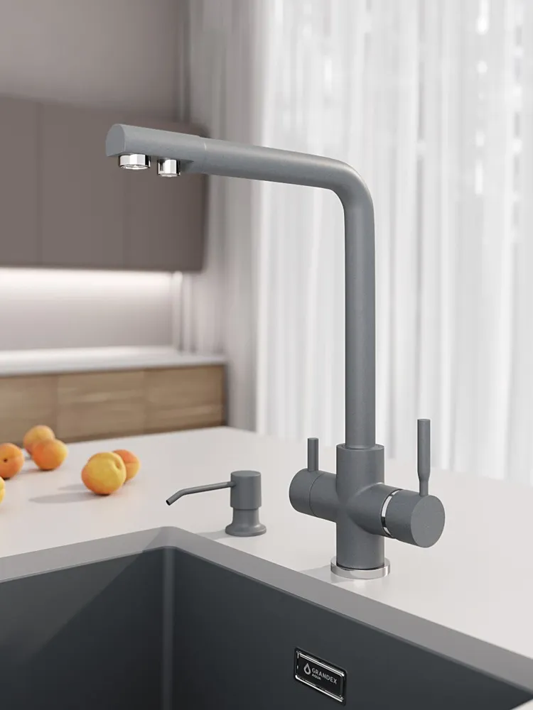 Смеситель кухонный Grandex Aqua PURE-L (9001015) ARCTIC