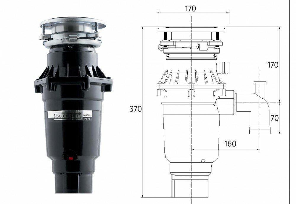 Измельчитель пищевых отходов бытовой BoneCrusher 810 AS-Slim Line(BC810_SlimLine)