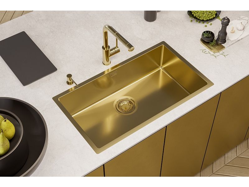 Мойка QUADRIX 60 MONARCH 740x400x200 в компл. с выпуском без сифона (1117478) GOLD