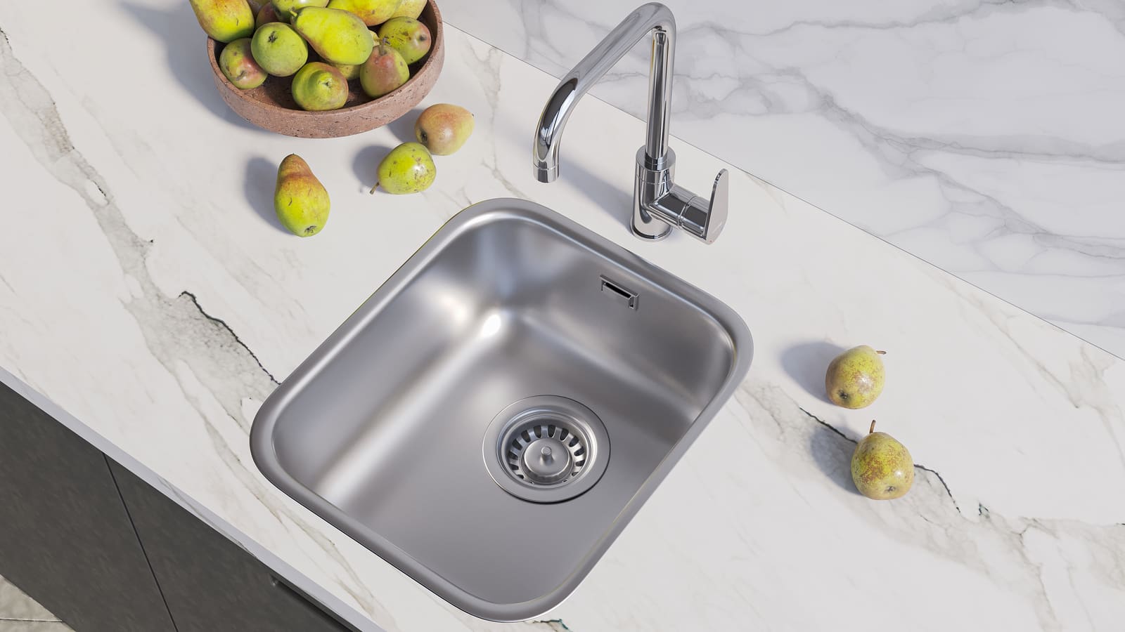 Мойка Grandex Aqua SELECT 36 S, 364х424х200 (слив вдоль короткой стороны), сифон в комплекте (200330 SAT