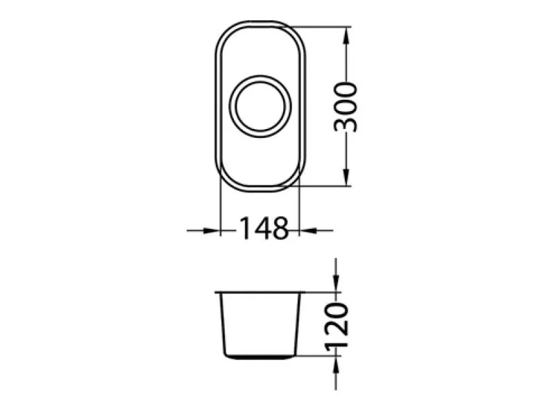Мойка VARIANT 110 148X300X120 в комплекте с сифоном 1130550 (1079965) SAT