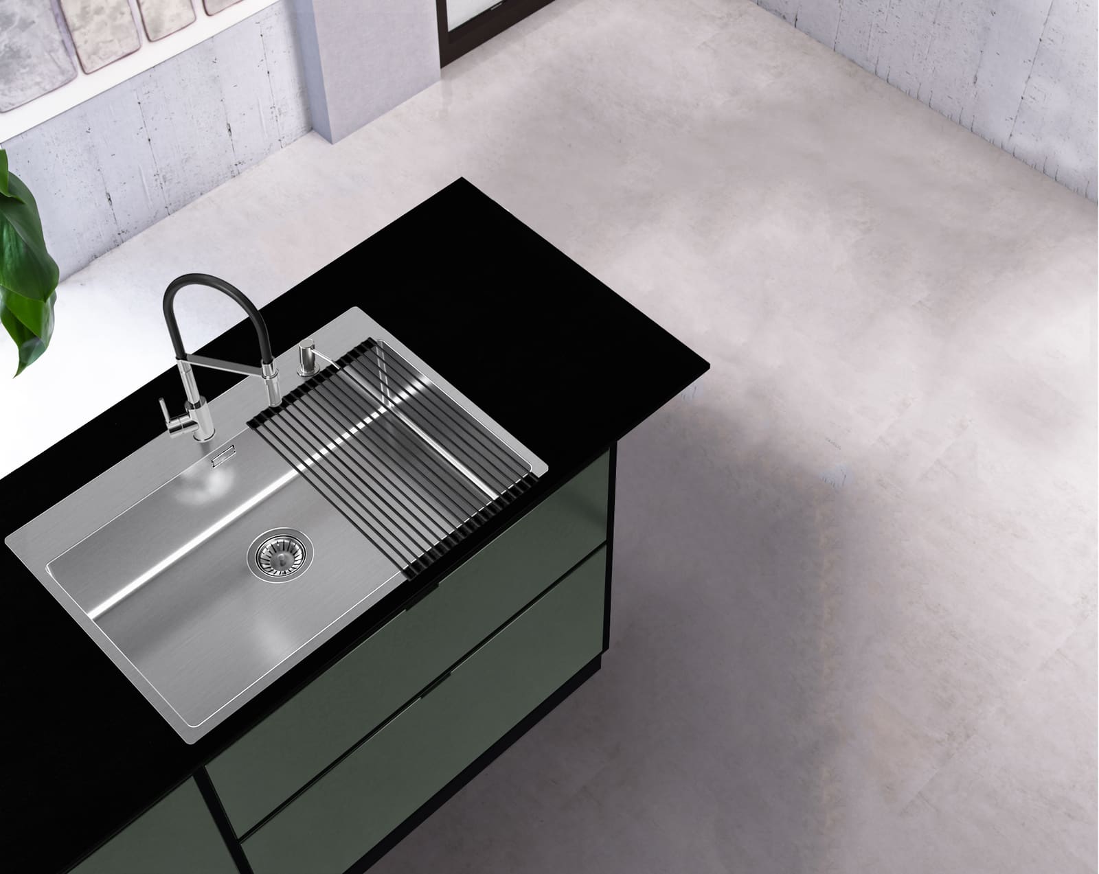 Мойка для кухни NOX 130 740x515x200 в комплекте с интегрированным сифоном (1149938) BRS