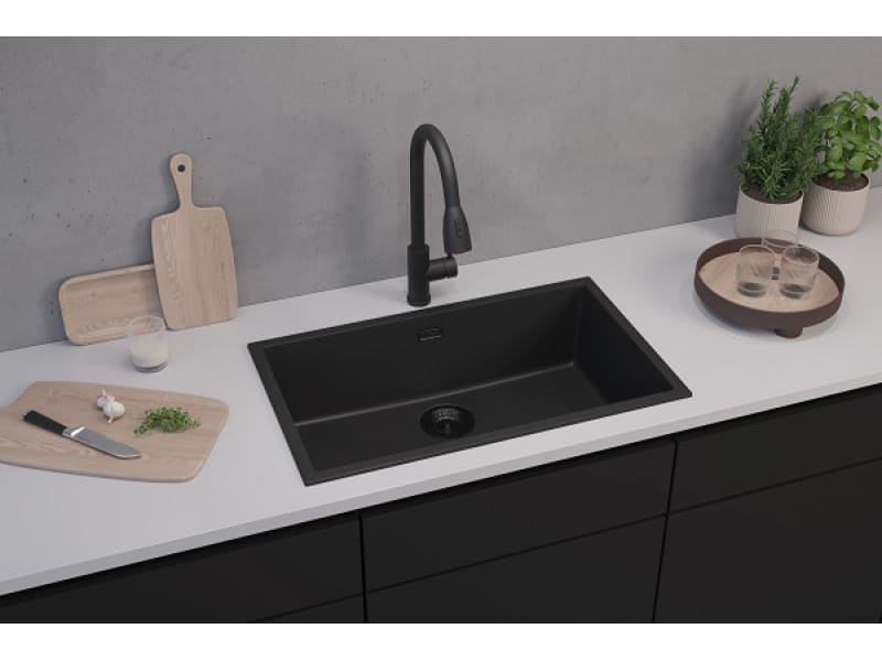 Мойка для кухни OMNI 40 GRANITAL DEEP BLACK-G90 BLACK EDITION 750x450x198 с сифоном(1150064) G22 TERRA