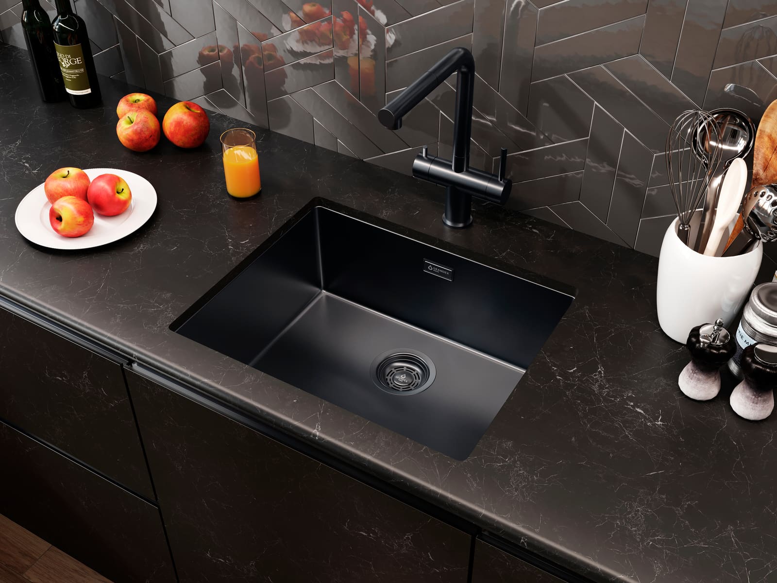 Мойка Grandex Aqua OPTIMA 54, 540х440х200, (5011363) ANTHRACITE