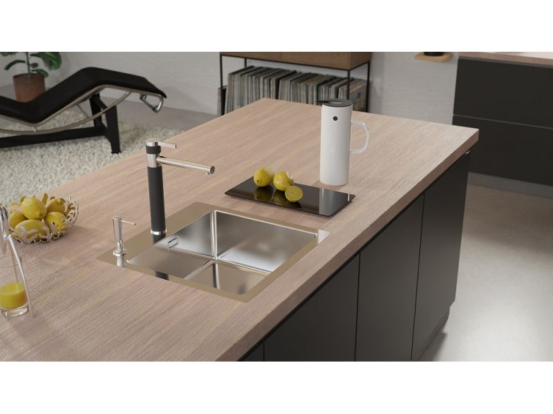 Мойка PURE 30 KMB-90 515X525 в компл. с сифоном 1127252, 1103609 Брашированная сталь