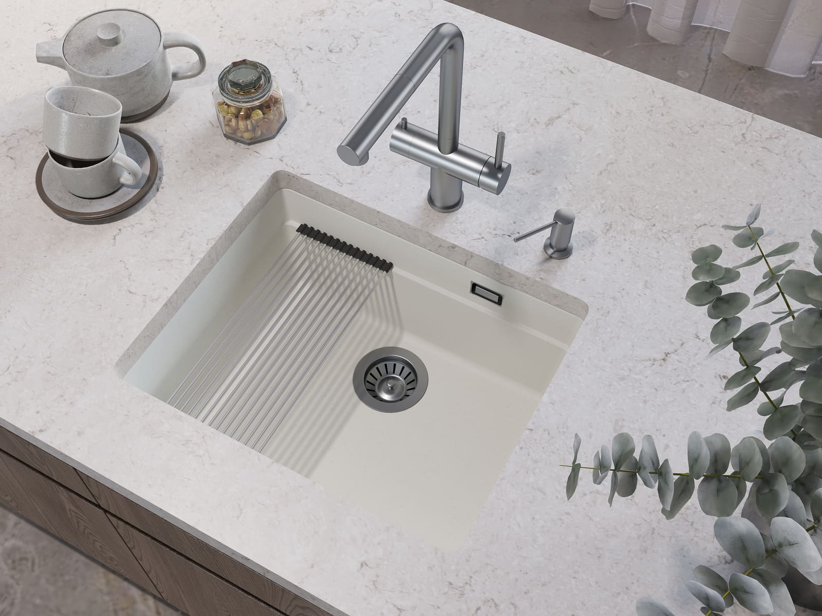 Кухонная мойка Grandex Aqua COMFORT 56U (500206) BLACK METALIC
