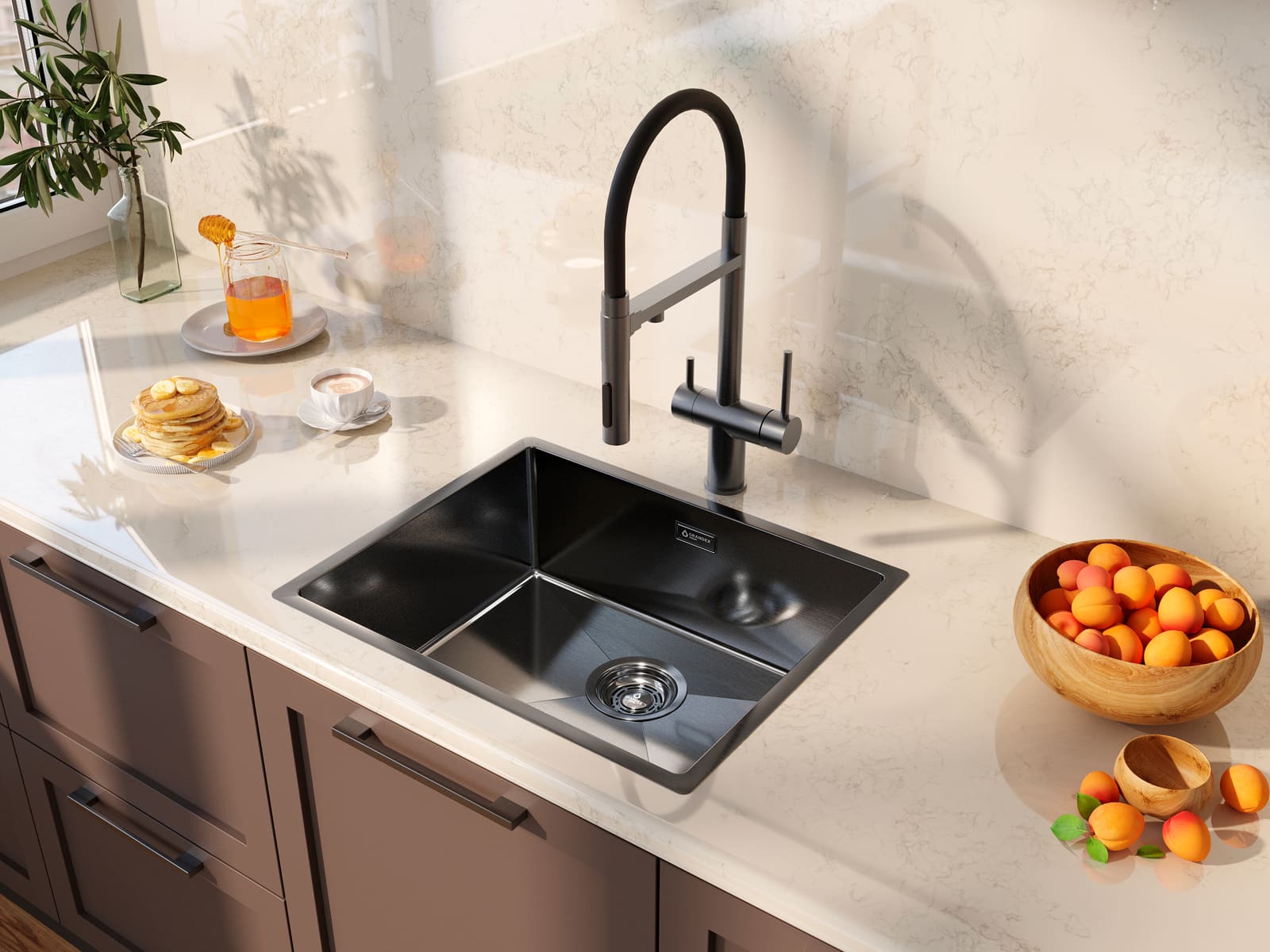 Мойка Grandex Aqua PROLINE 54, 540х440х200, (5041743) ANTHRACITE