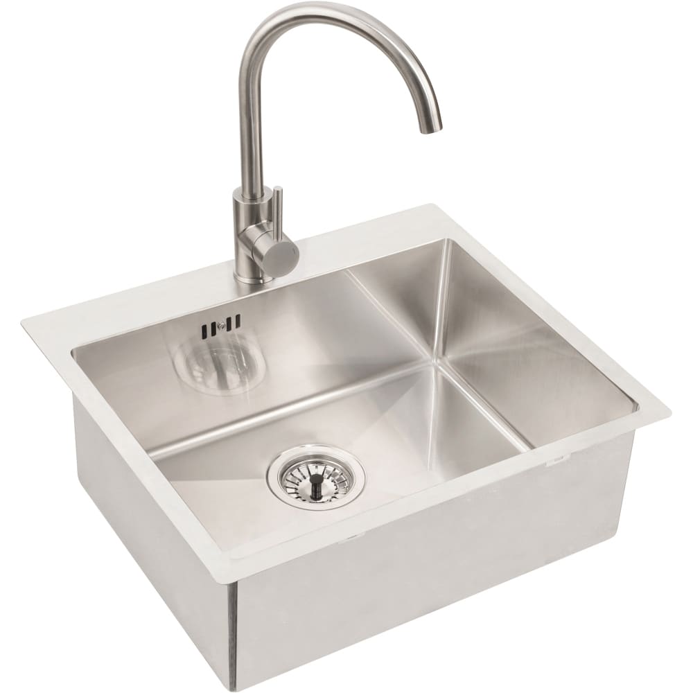 Мойка QUARTO 10 BRS-90 550x480 в комплекте с сифоном 1130551(1124382) Брашированная сталь