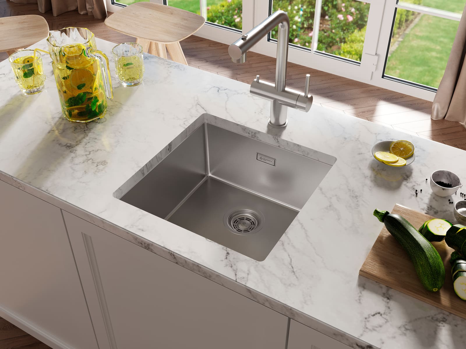 Мойка Grandex Aqua OPTIMA 44, 440х440х200, сифон в комплекте (501135) SAT