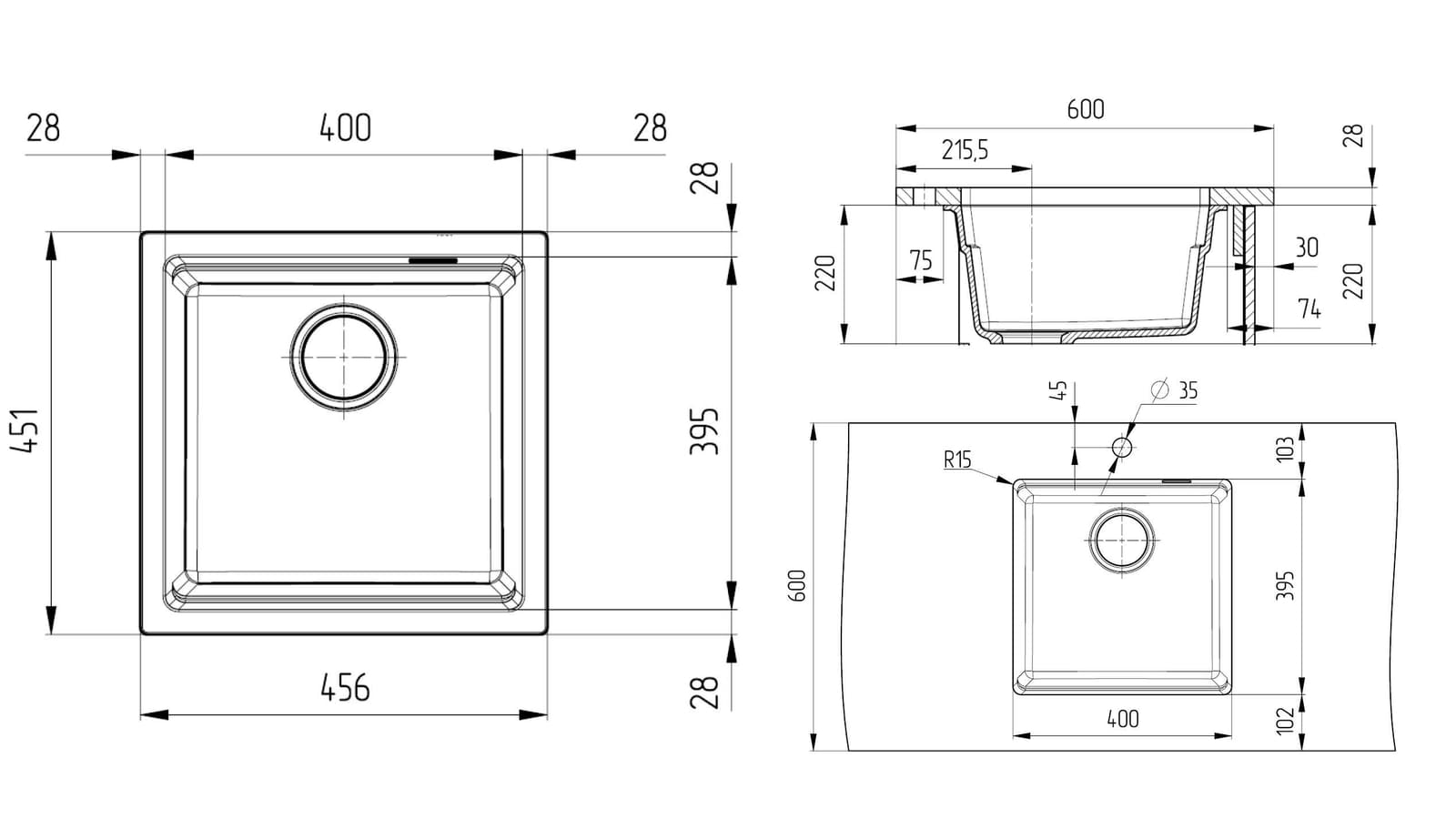 Кухонная мойка Grandex Aqua COMFORT 46U (500106) CONCRETE