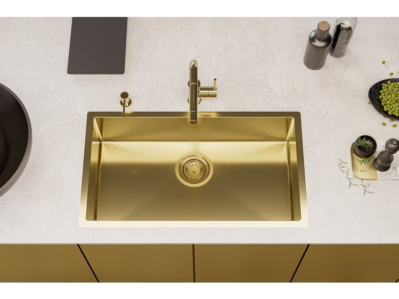 Мойка QUADRIX 60 MONARCH 740x400x200 в компл. с выпуском без сифона (1117478) GOLD