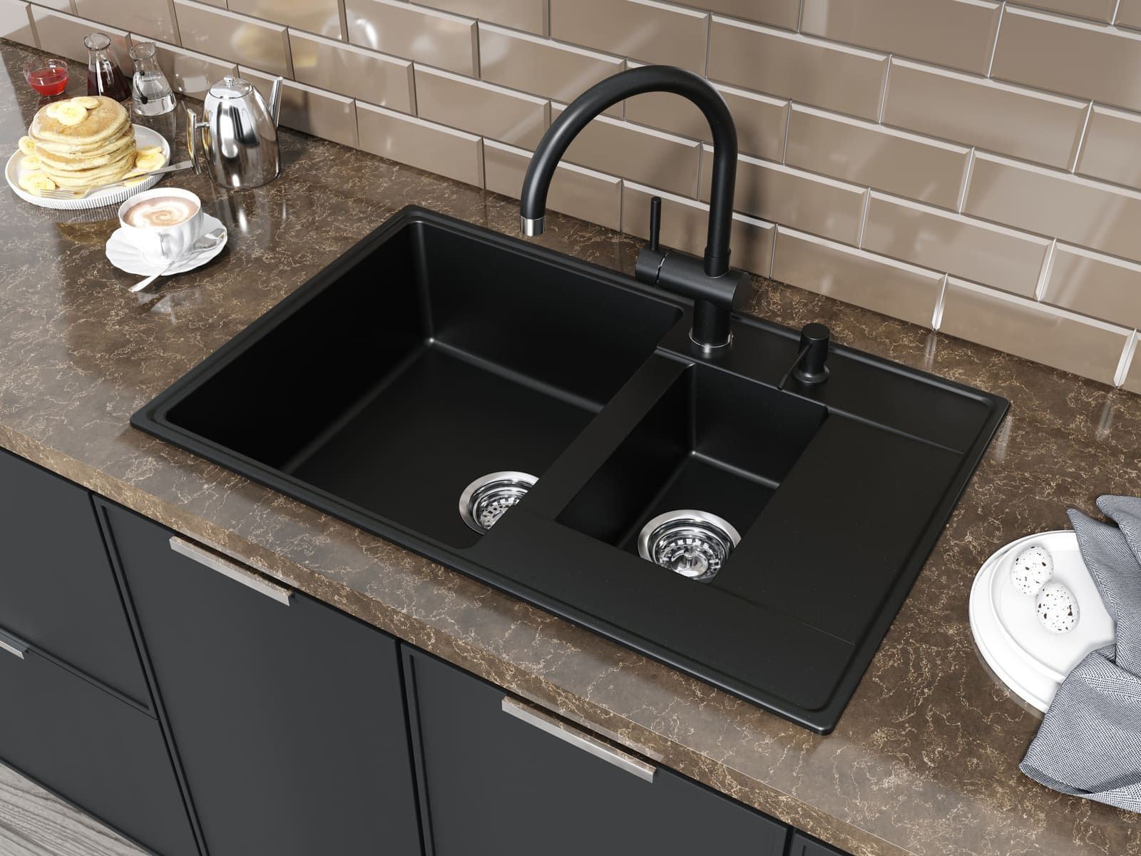 Кухонная мойка Grandex Aqua TOPLINE 78F (600115) CONCRETE