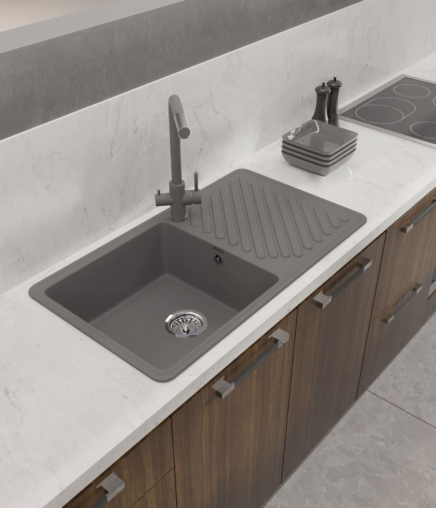 GranFest QUARZ GF-ZL-53, мойка, гранит, темно-серый