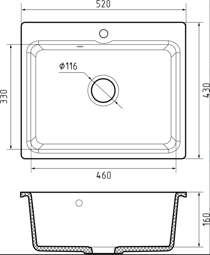 GranFest GF-SMART 520, мойка, мрамор, бежевый