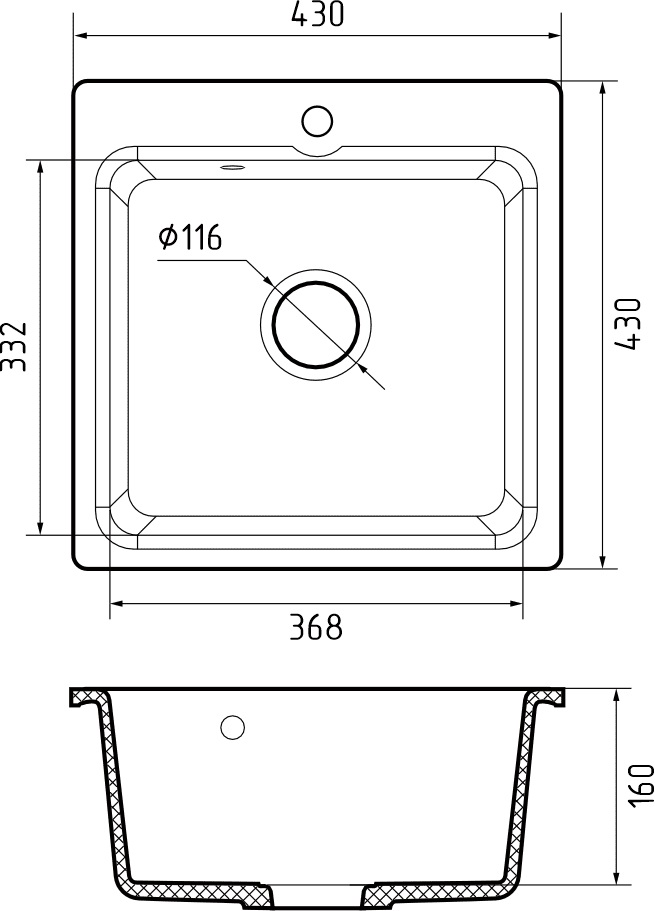 GranFest GF-SMART 430, мойка, мрамор, белый