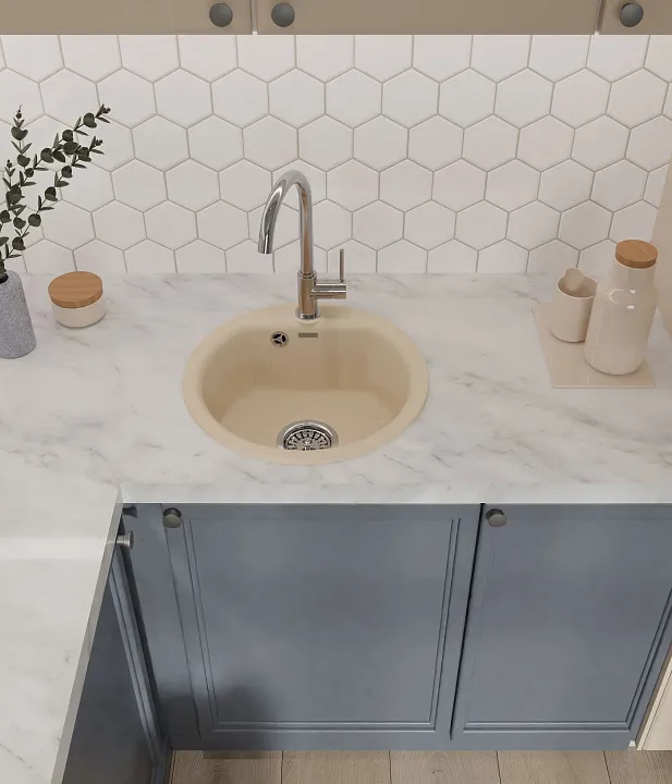 GranFest GF-SMART 435, мойка, мрамор, бежевый