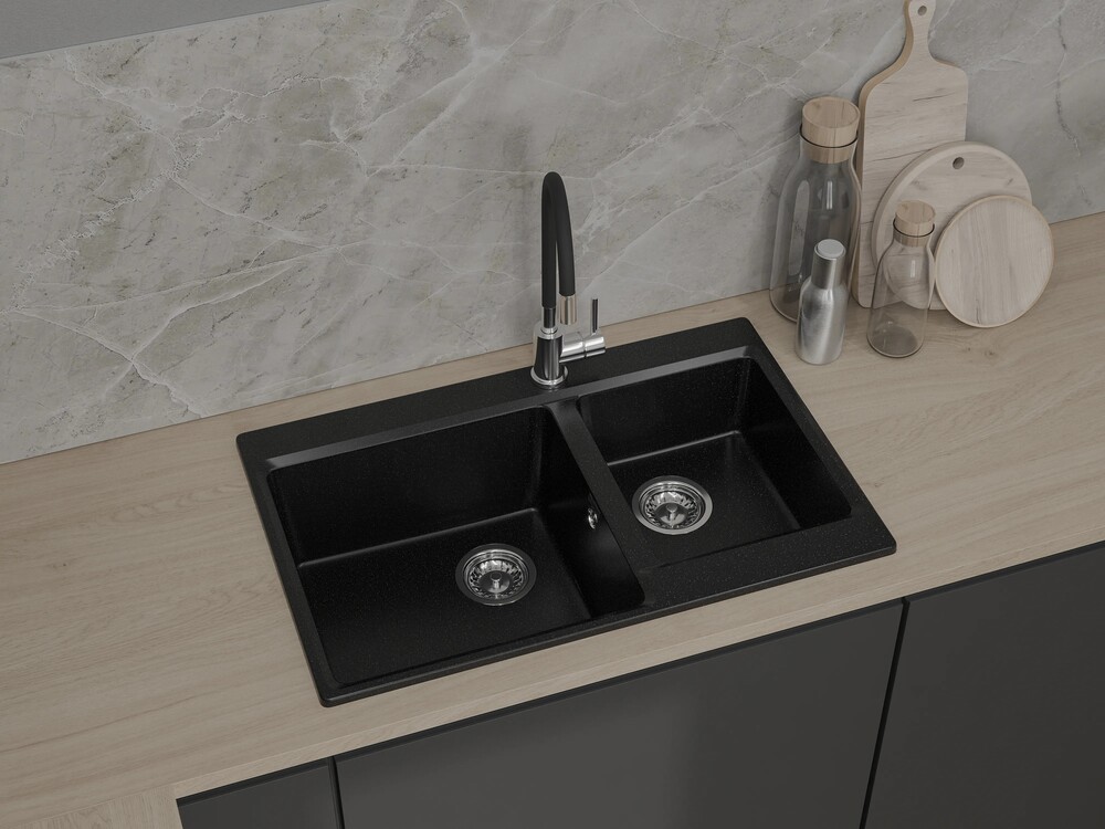 GranFest LEVEL GF-LV-780K, мойка, мрамор, черный