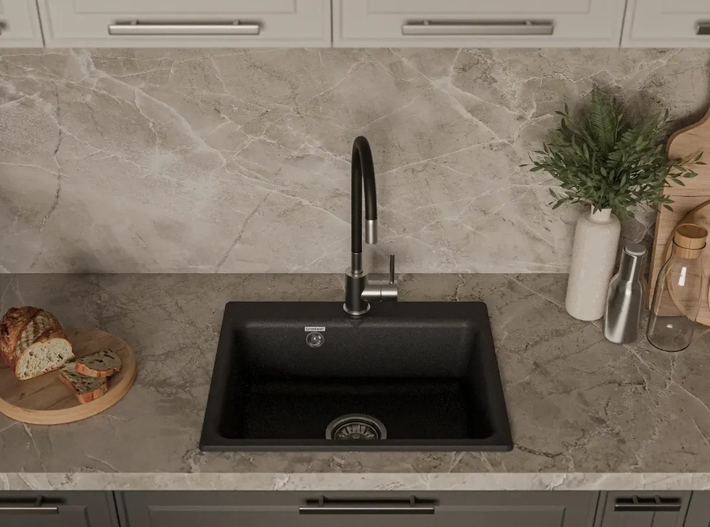 GranFest GF-SMART 520, мойка, мрамор, черный