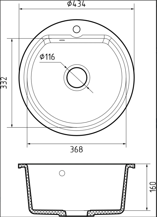 GranFest GF-SMART 435, мойка, мрамор, белый