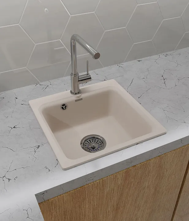 GranFest GF-SMART 430, мойка, мрамор, белый