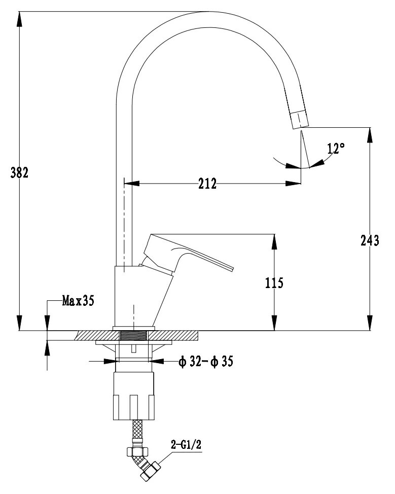 GranFest 5023, смеситель, мрамор, иней