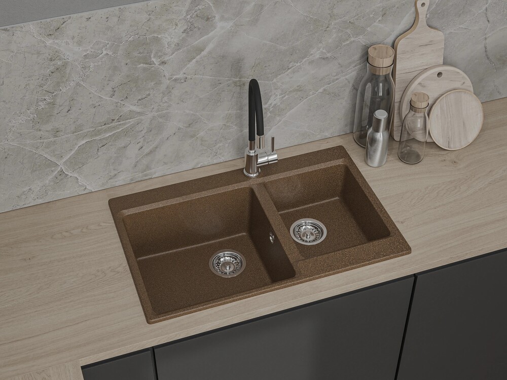 GranFest LEVEL GF-LV-780K, мойка, мрамор, терракот