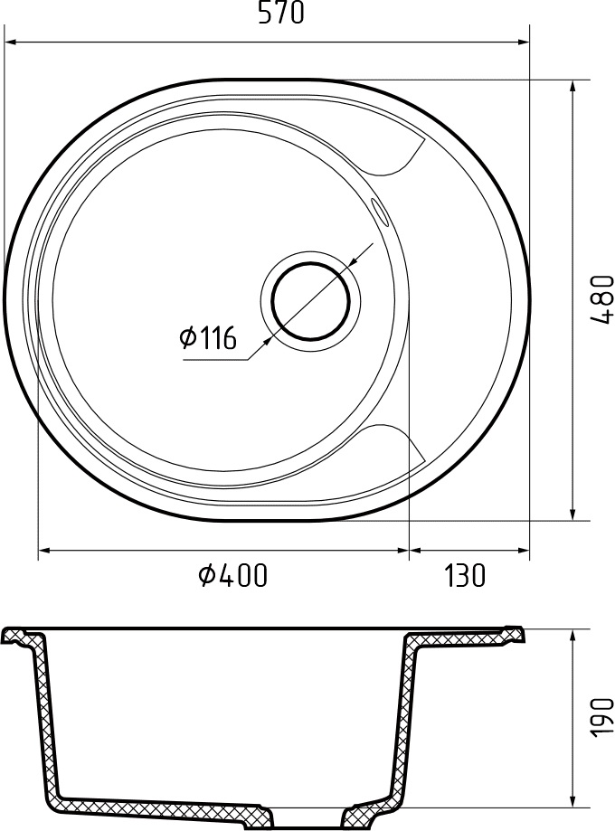 GranFest URBAN GF-UR-857L, мойка, гранит, белый