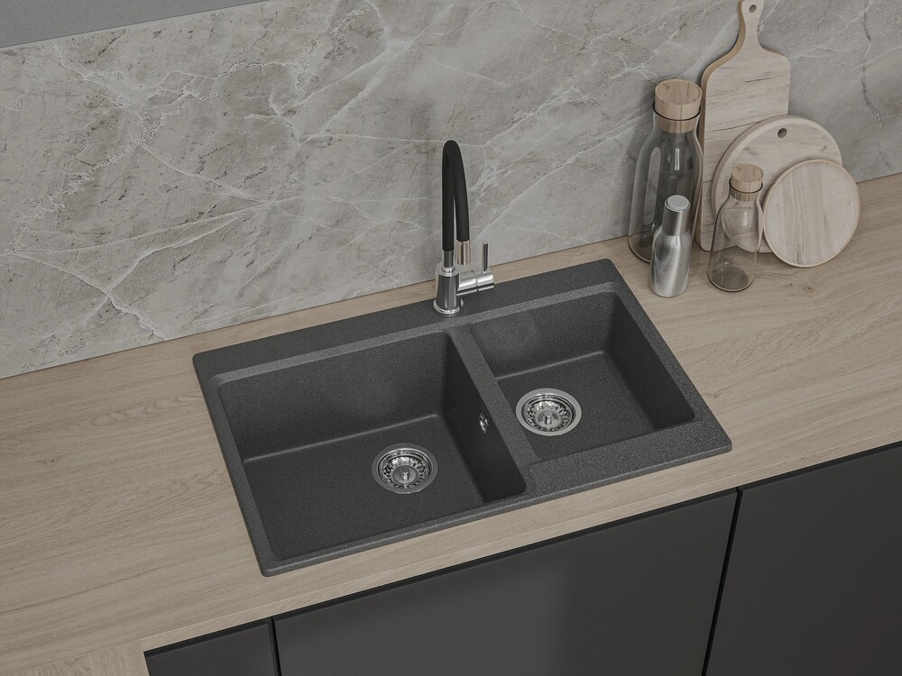 GranFest LEVEL GF-LV-780K, мойка, мрамор, графит
