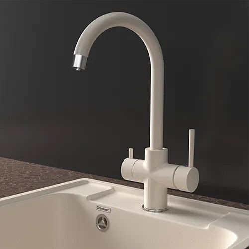 GranFest GF-Z-5422, смеситель, гранит, белый