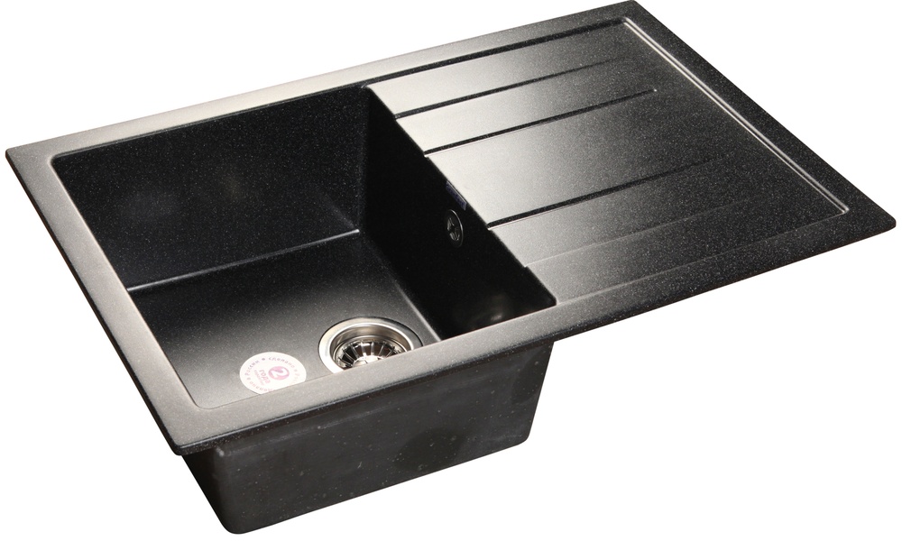 GranFest QUADRO GF-Q-780 L, мойка, мрамор, черный