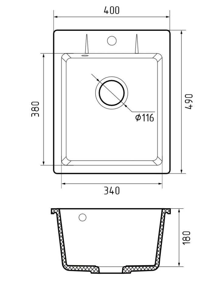 GranFest URBAN 240, мойка, гранит, темно-серый